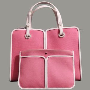 KATE SPADE HIBISCUS TEA SAM CANVAS PLUNGE MEDIUM SATCHEL - USED